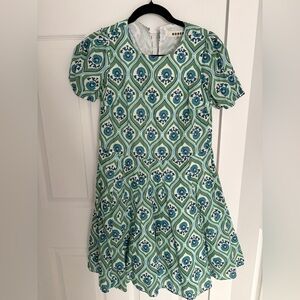 Boden Green & Teal Geometric Flower Kids Dress